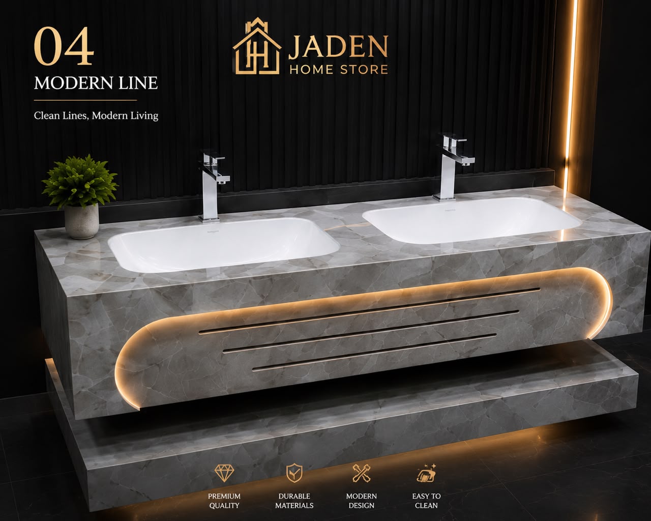Modern Line Double Basin Vanity view 2