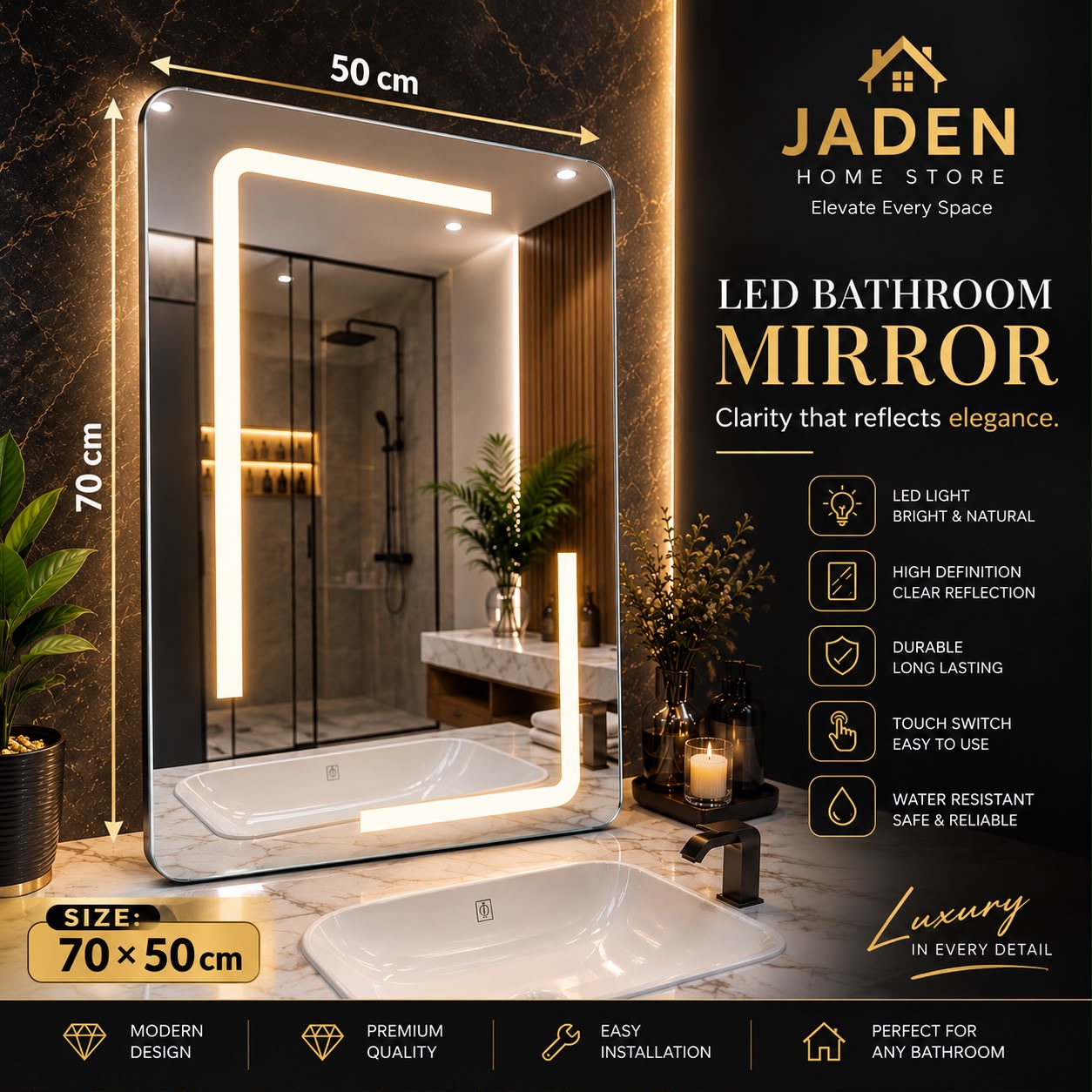 LED Bathroom Mirror view 3