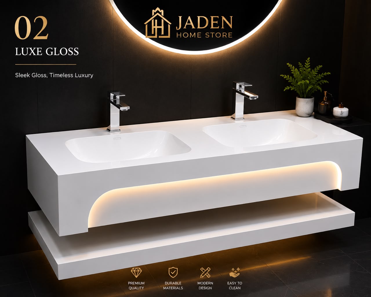 Luxe Gloss Double Basin Vanity view 2