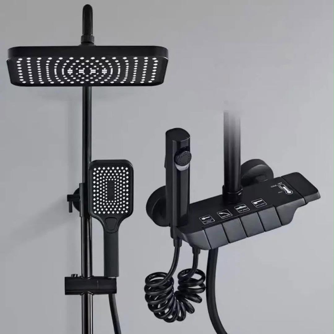 Matte Black Piano-Key Shower System view 3
