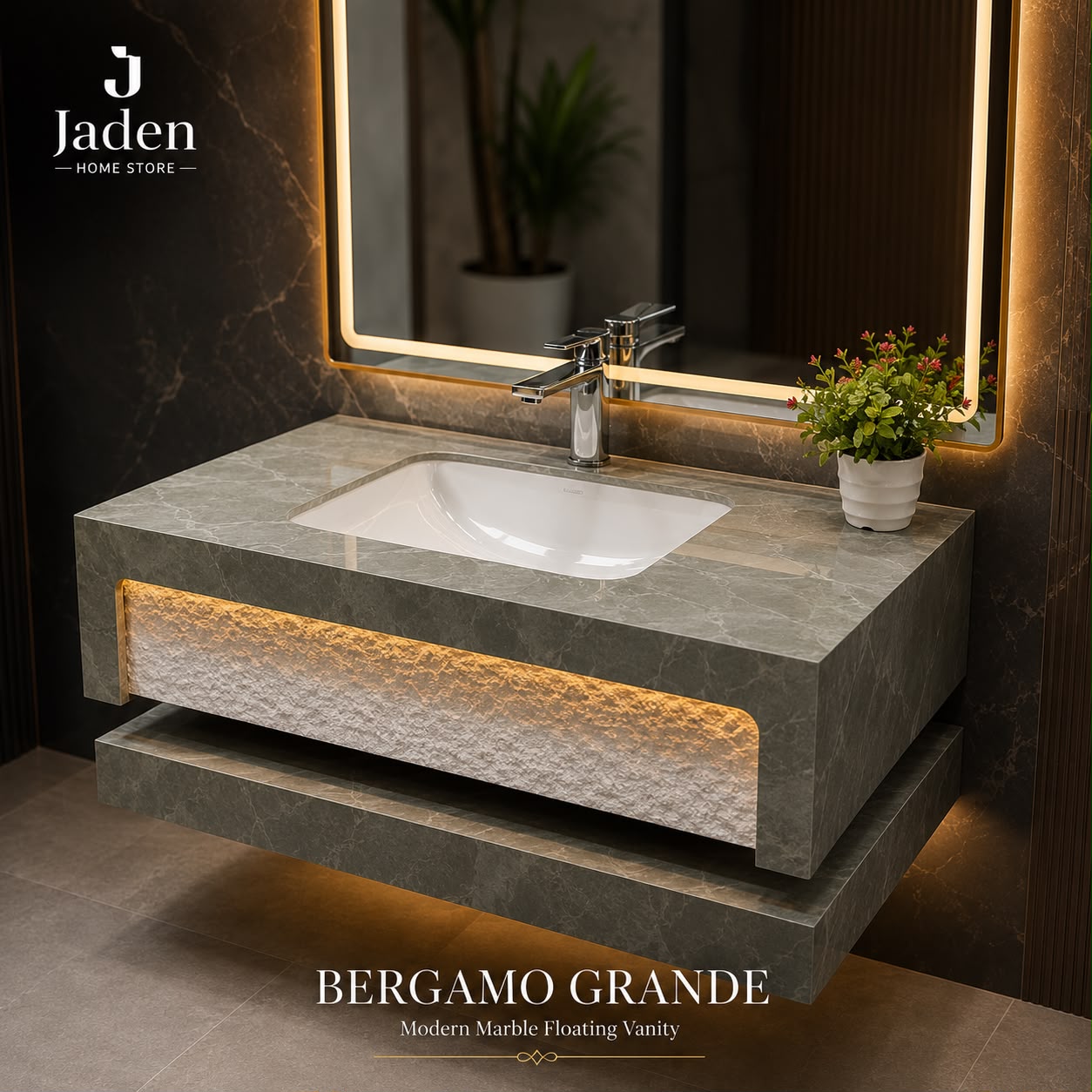 Bergamo Grande wash basin 80cm view 2