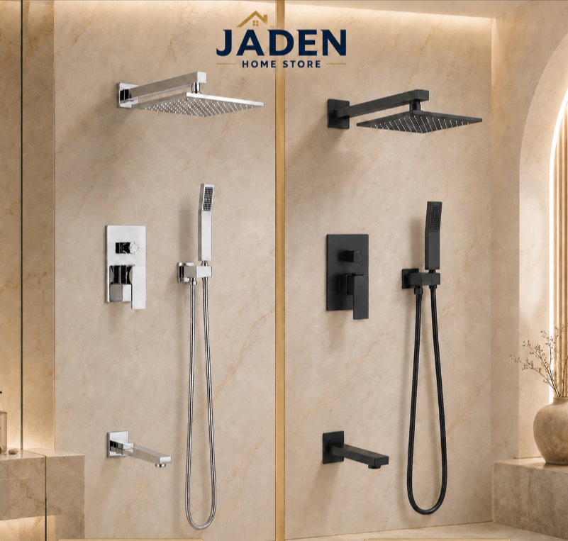 Concealed Rainfall Shower System  Matte Black Finish kwa Black view 2