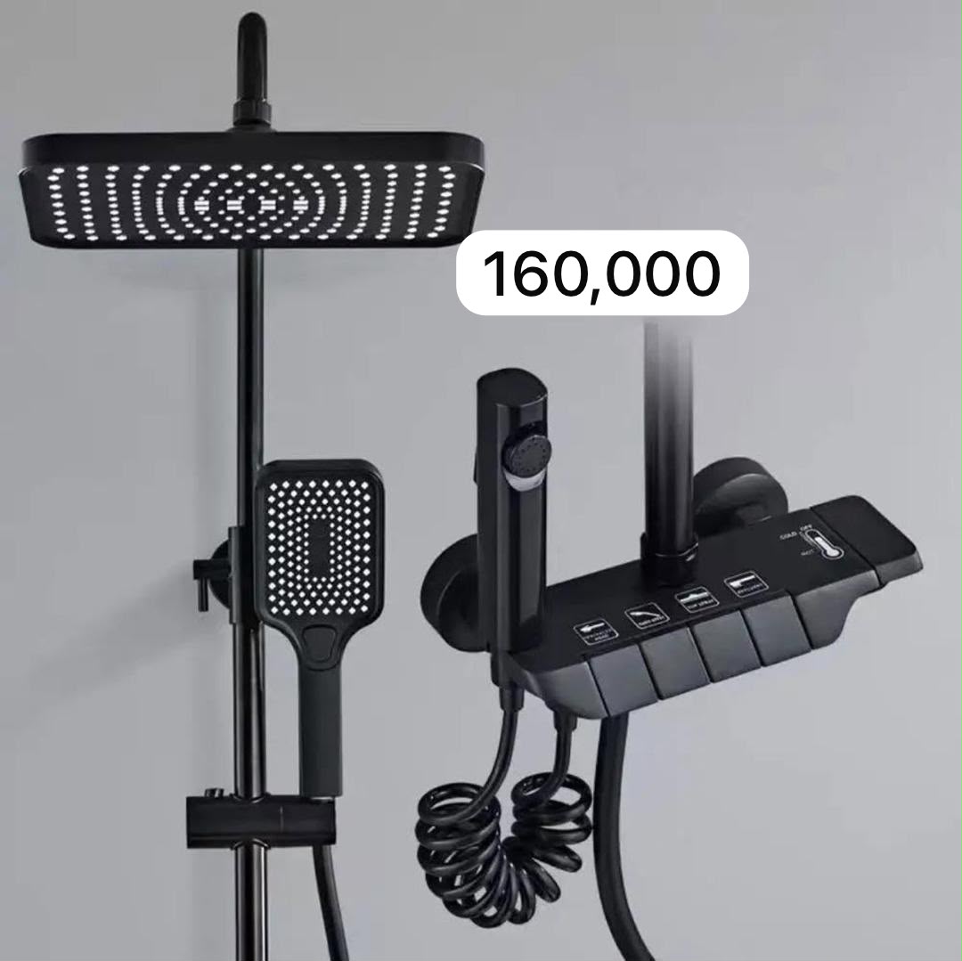 Matte Black Piano-Key Shower System view 2