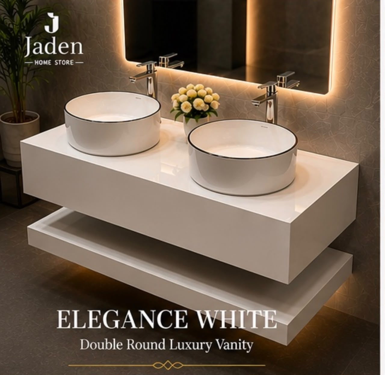 Elegance White Double Round Luxury 120cm view 2