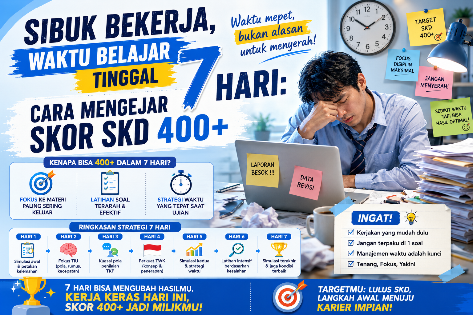 Sibuk Bekerja, Waktu Belajar Tinggal 7 Hari: Cara Mengejar Skor SKD 400+