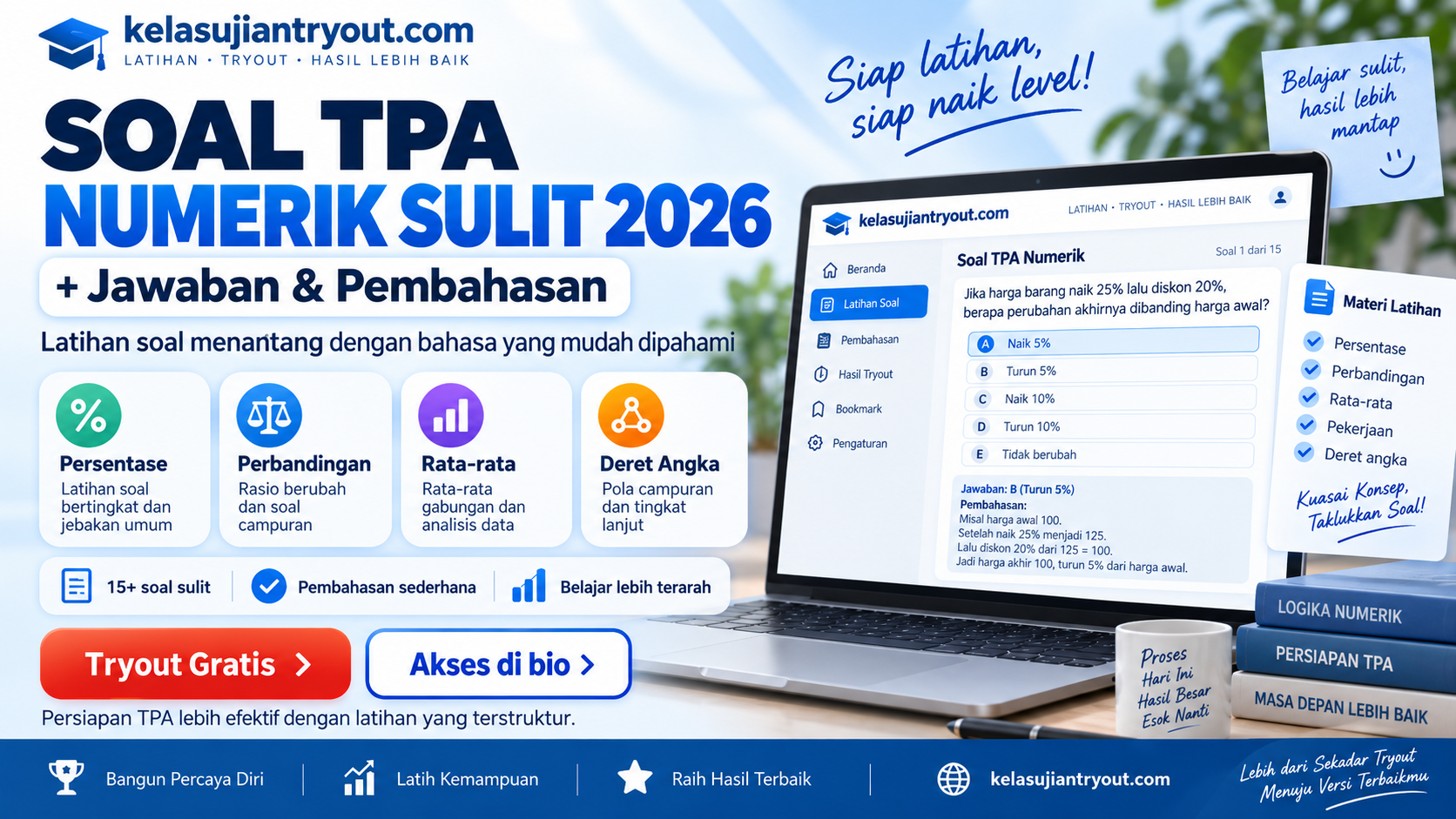 15 Soal TPA Numerik Sulit 2026 + Jawaban dan Pembahasan