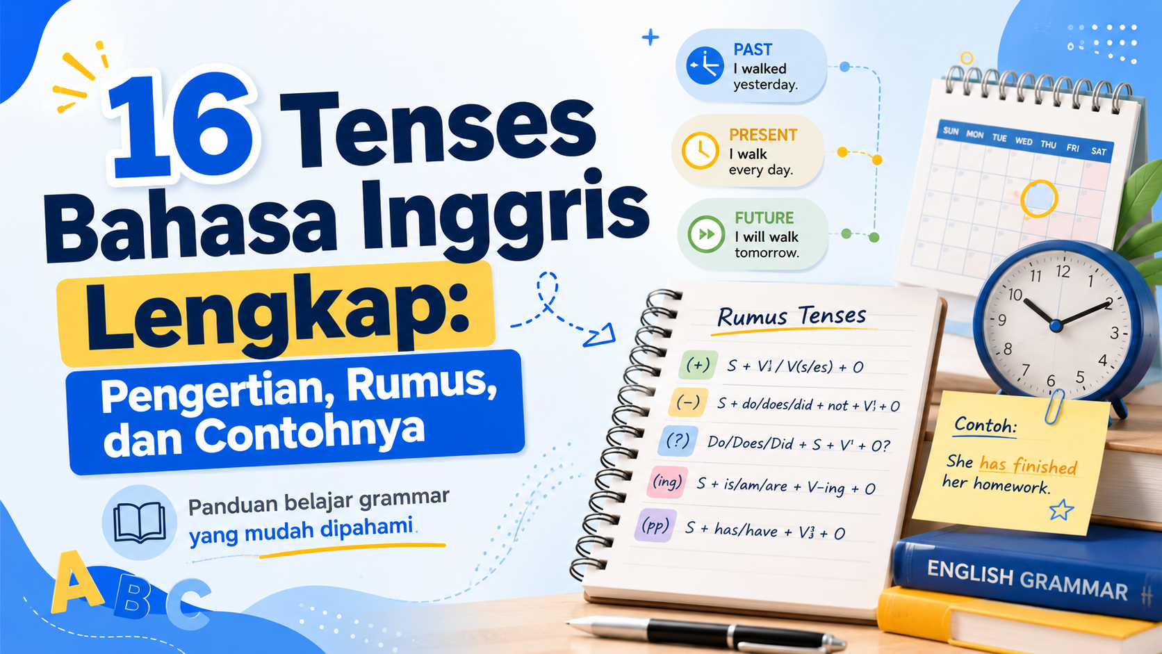 16 Tenses Bahasa Inggris Lengkap: Pengertian, Rumus, dan Contohnya
