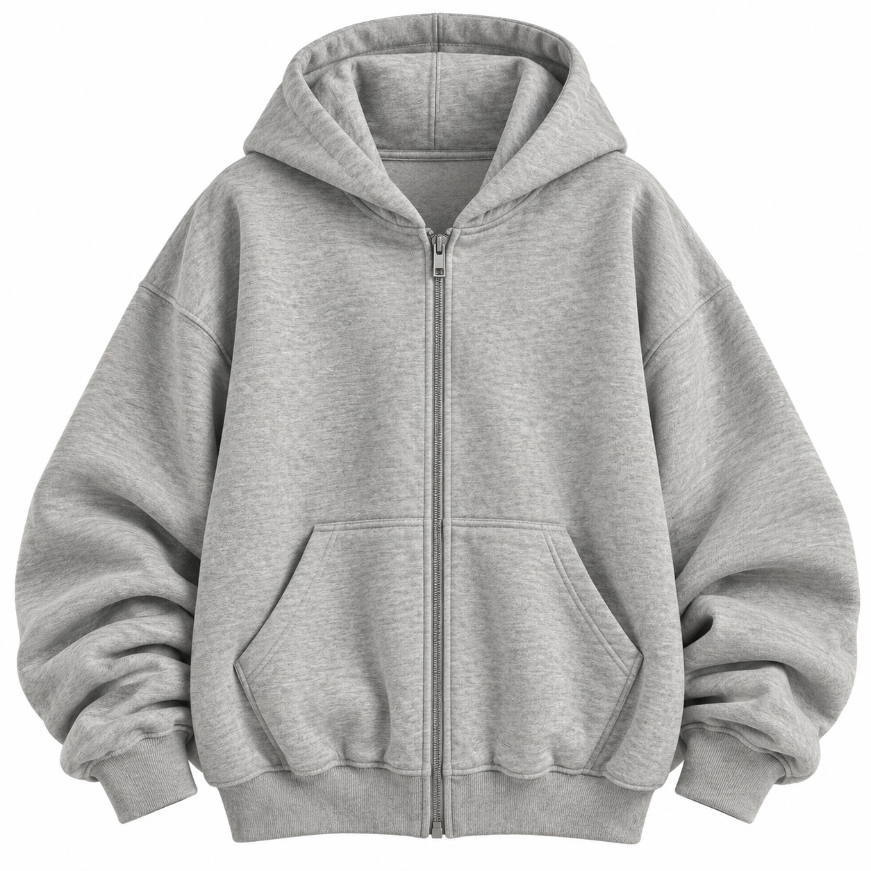 Hoodie Oversize Zippé – Gris