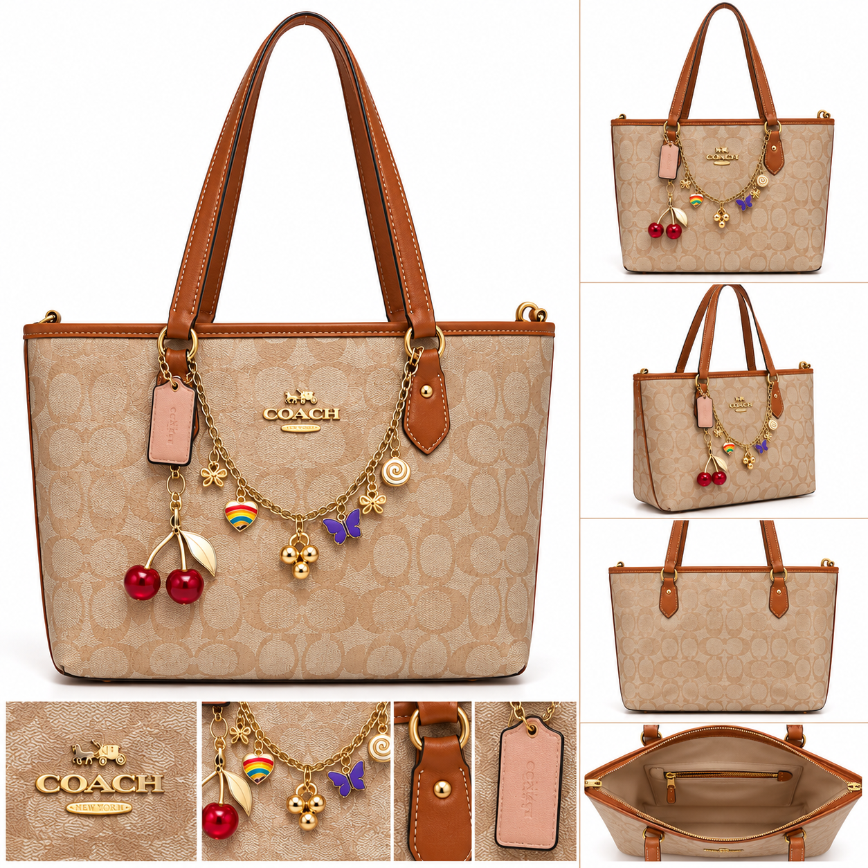 Coach Signature Beige Handbag