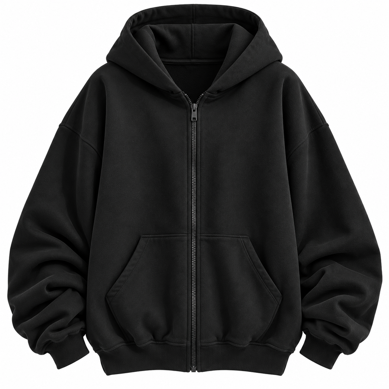 Hoodie Oversize Zippé – Noir