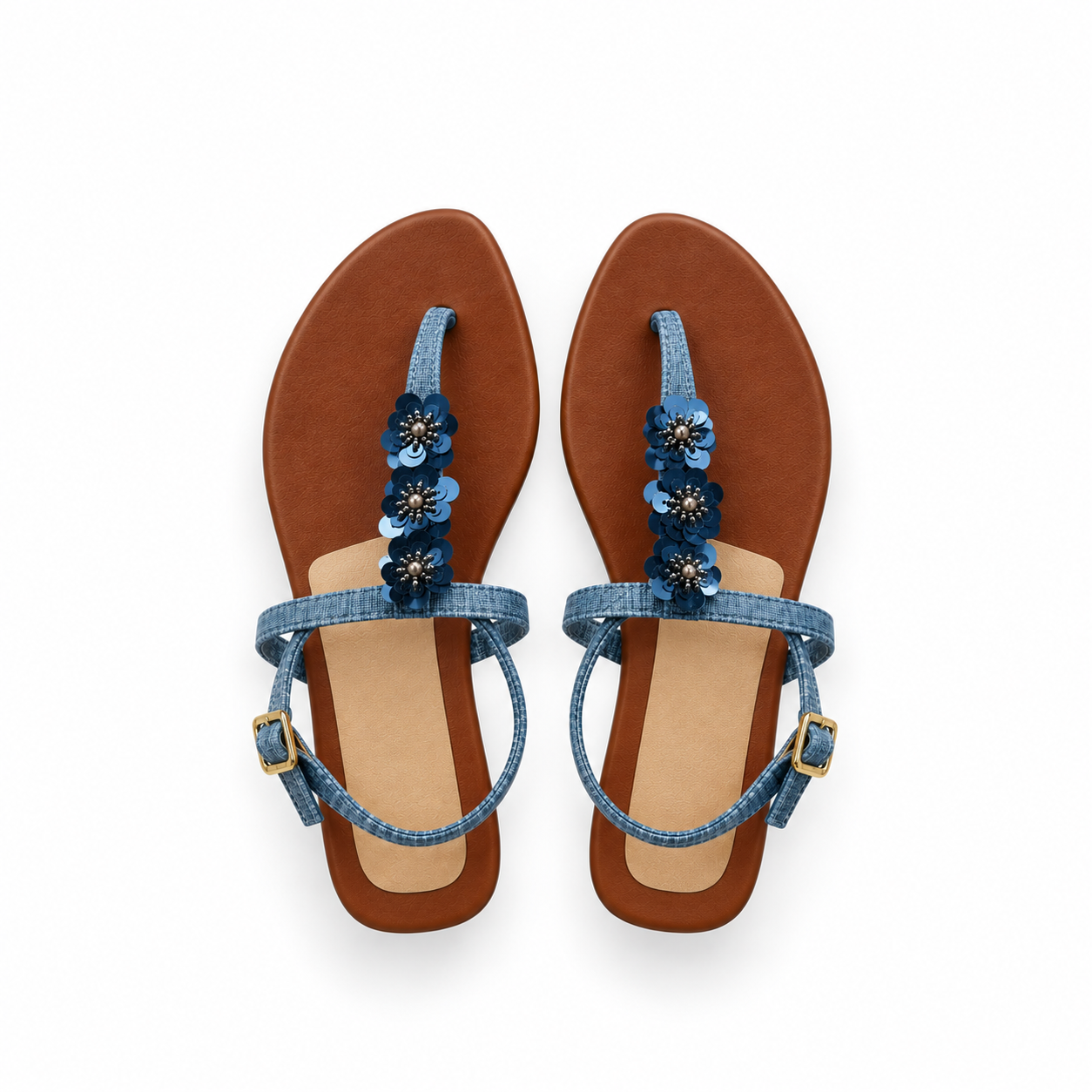 Vyna Blue Floral Sandals