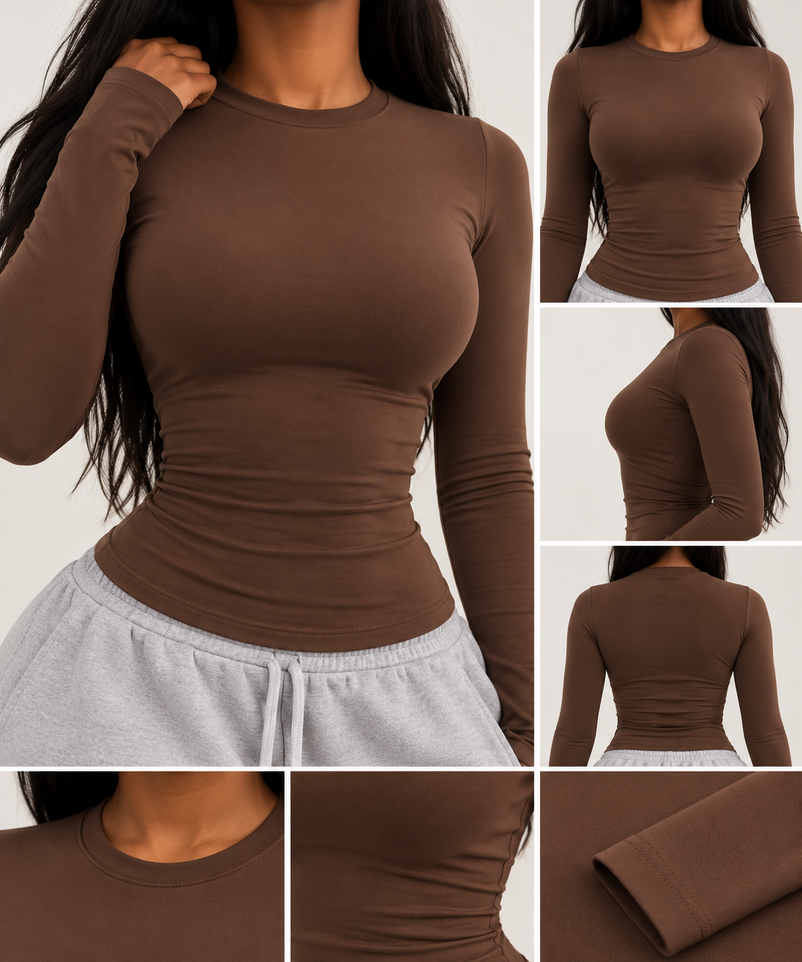 Top Manches Longues Gainant – Marron Chocolat