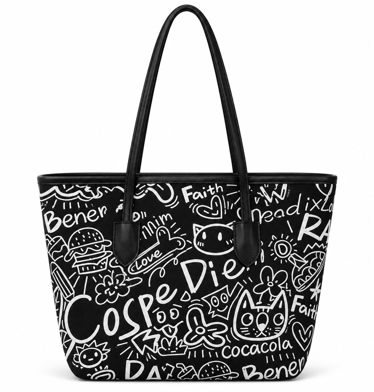 VYNA Doodle Tote Bag – Black