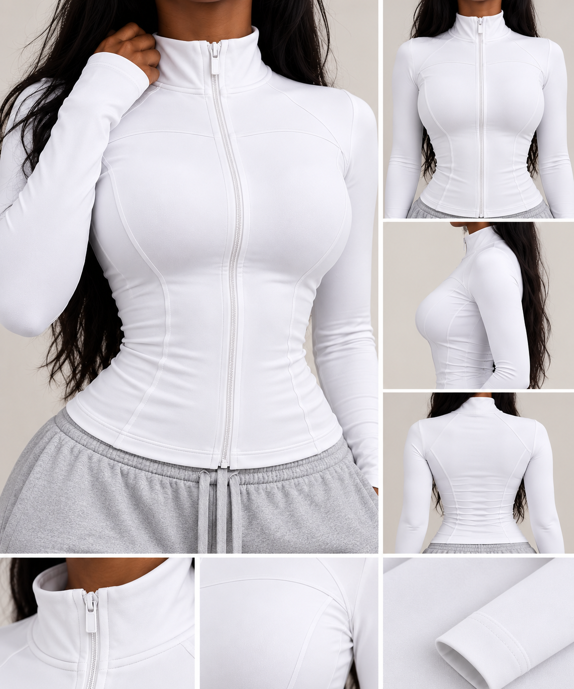 VYNA Sculpt Zip Top – Blanc