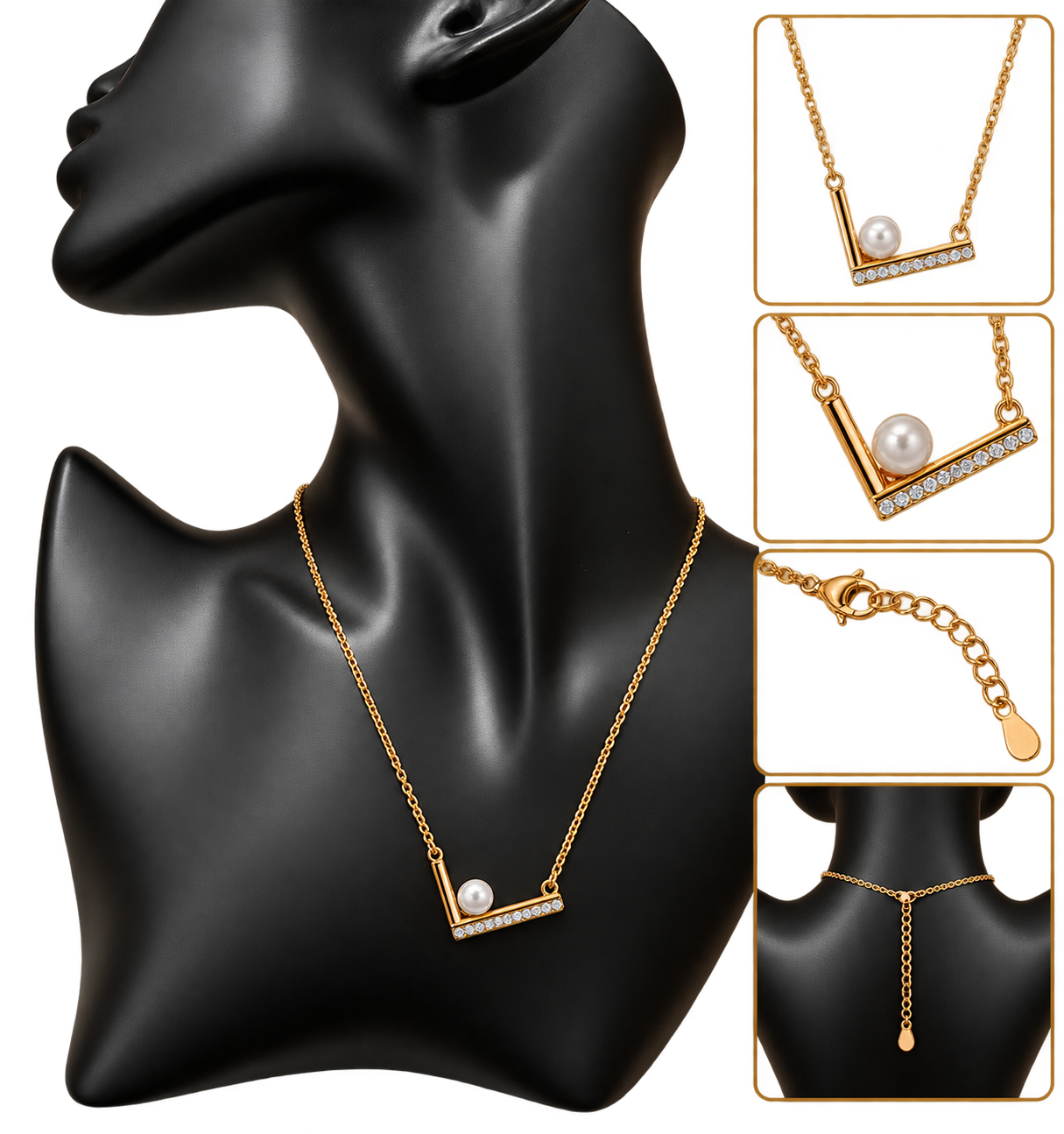 Collier Angle Perle & Strass Ref:jessie