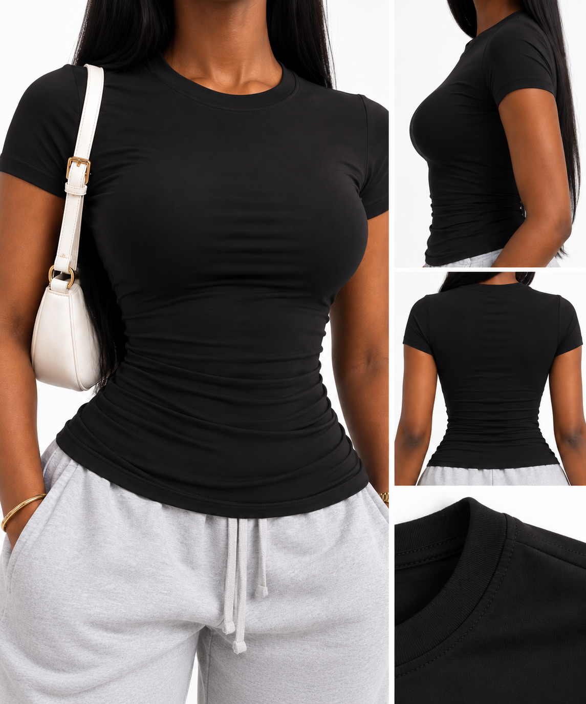 Top manches courtes  gainantes – Noir