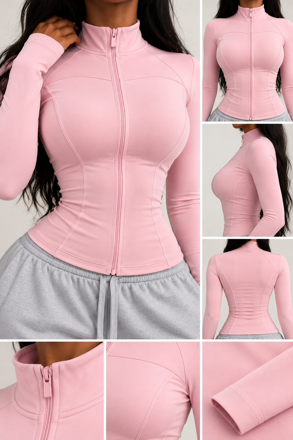 VYNA Sculpt Zip Top – Light Pink