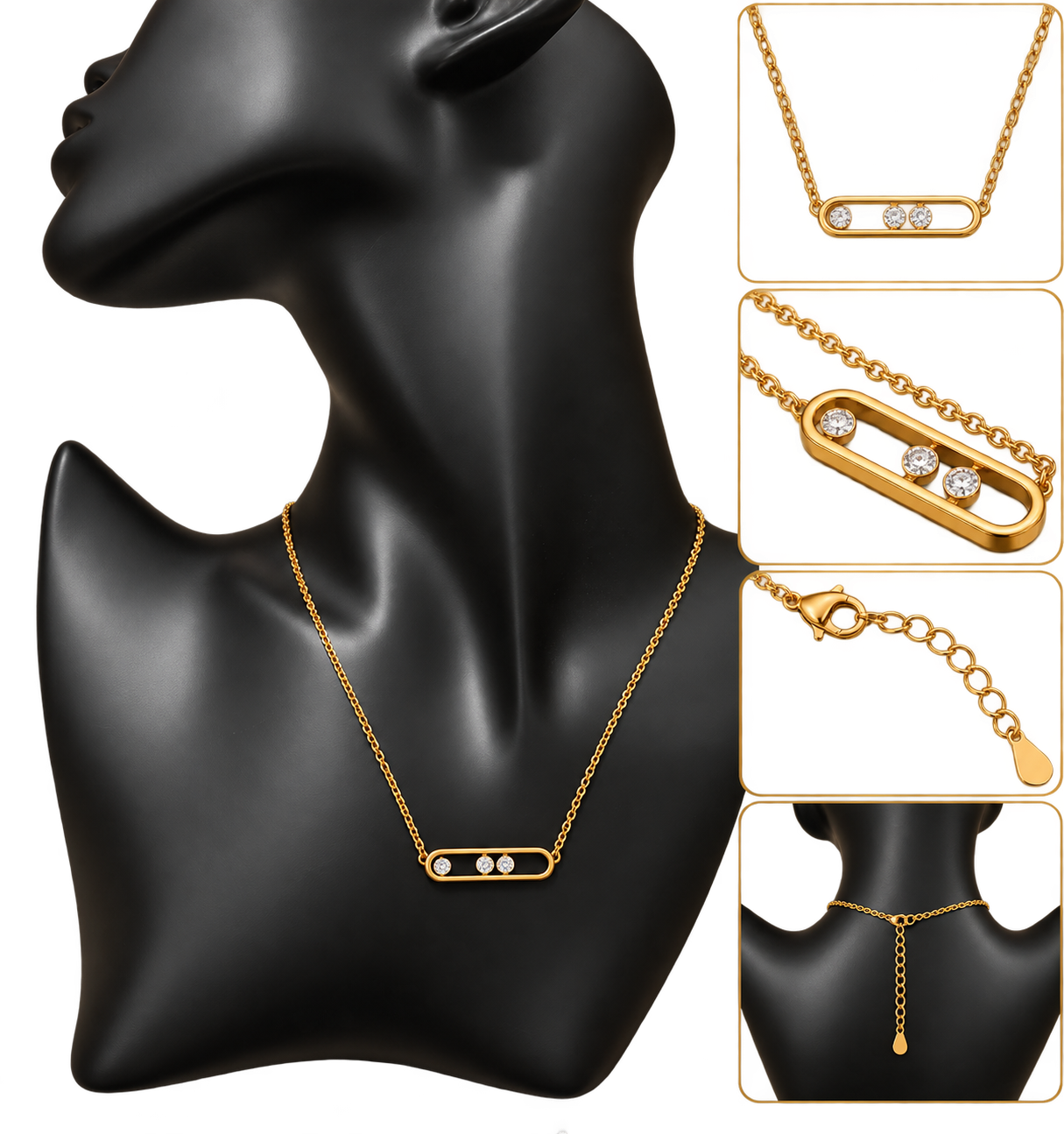Collier Barrette Trio Strass Ref: diarra