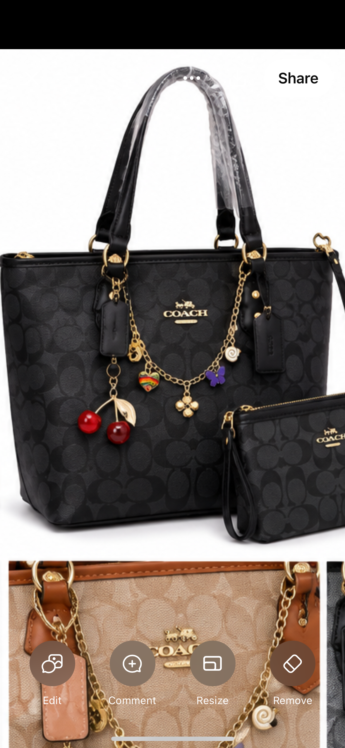 Coach Signature Handbag & Matching Pou