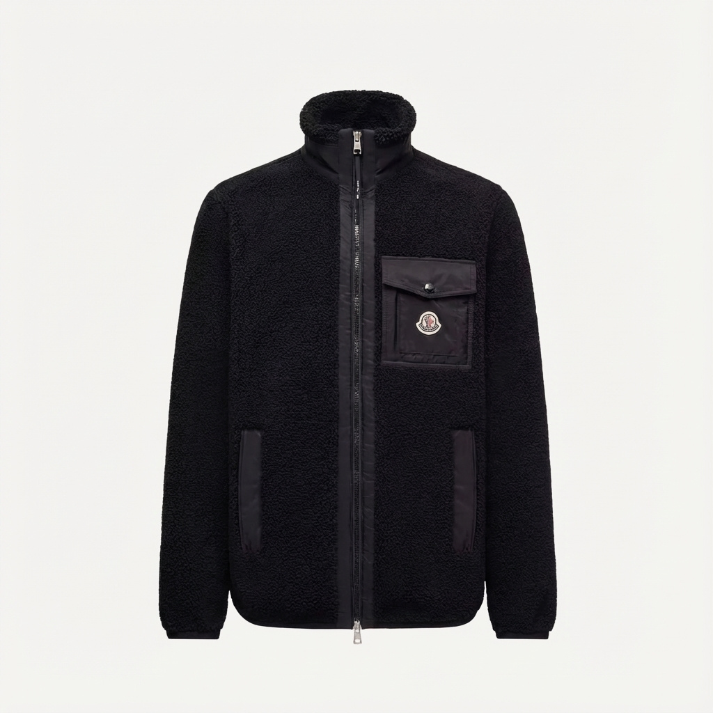 Sweat zippé en teddy avec poche