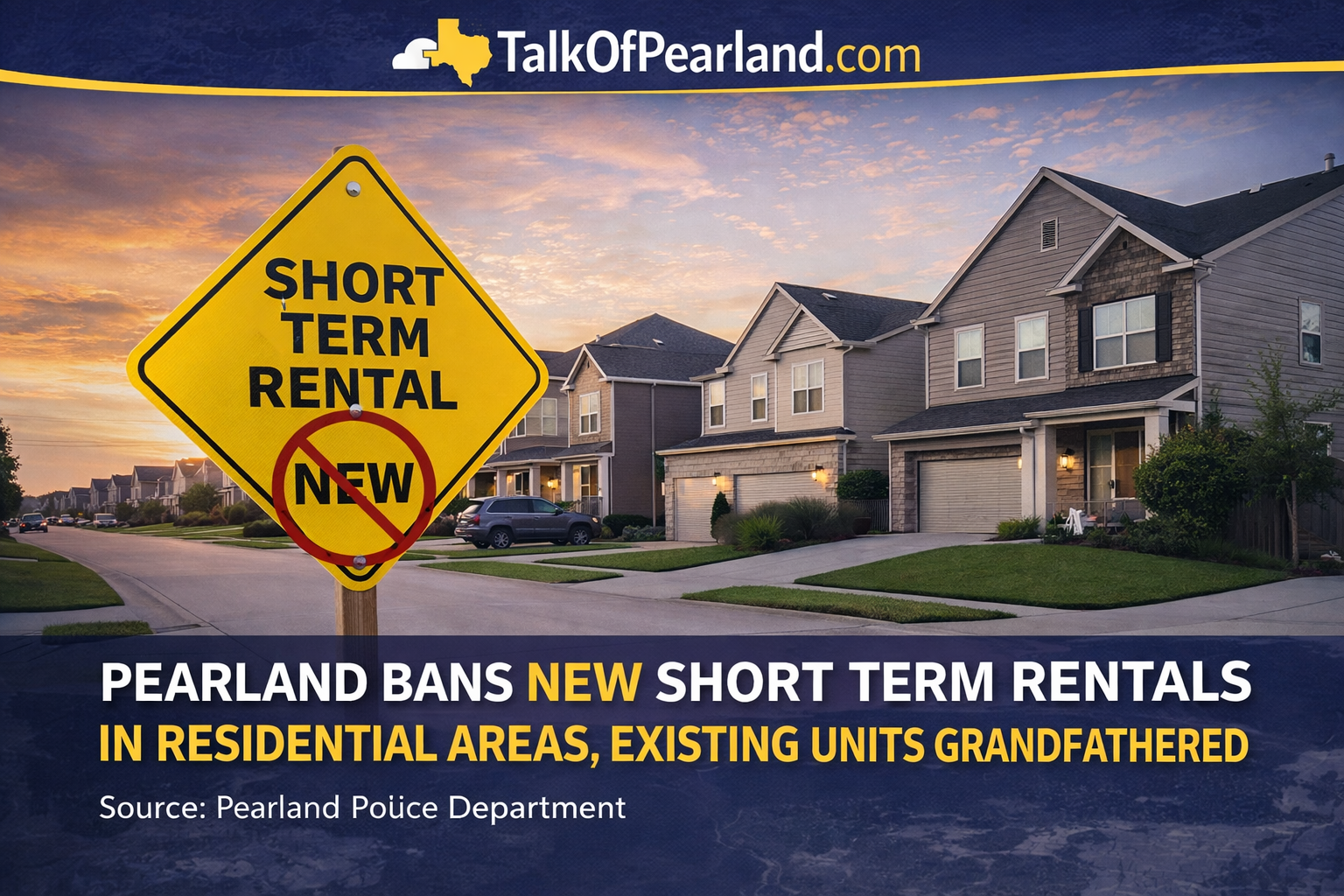 Pearland Bans New Short Term Rentals in Residential Areas, Existing Units Grandfathered