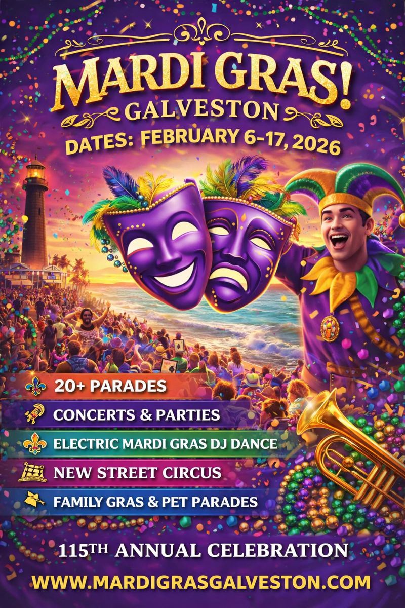 🎭 Mardi Gras! Galveston 2026 — The Island’s Biggest Party