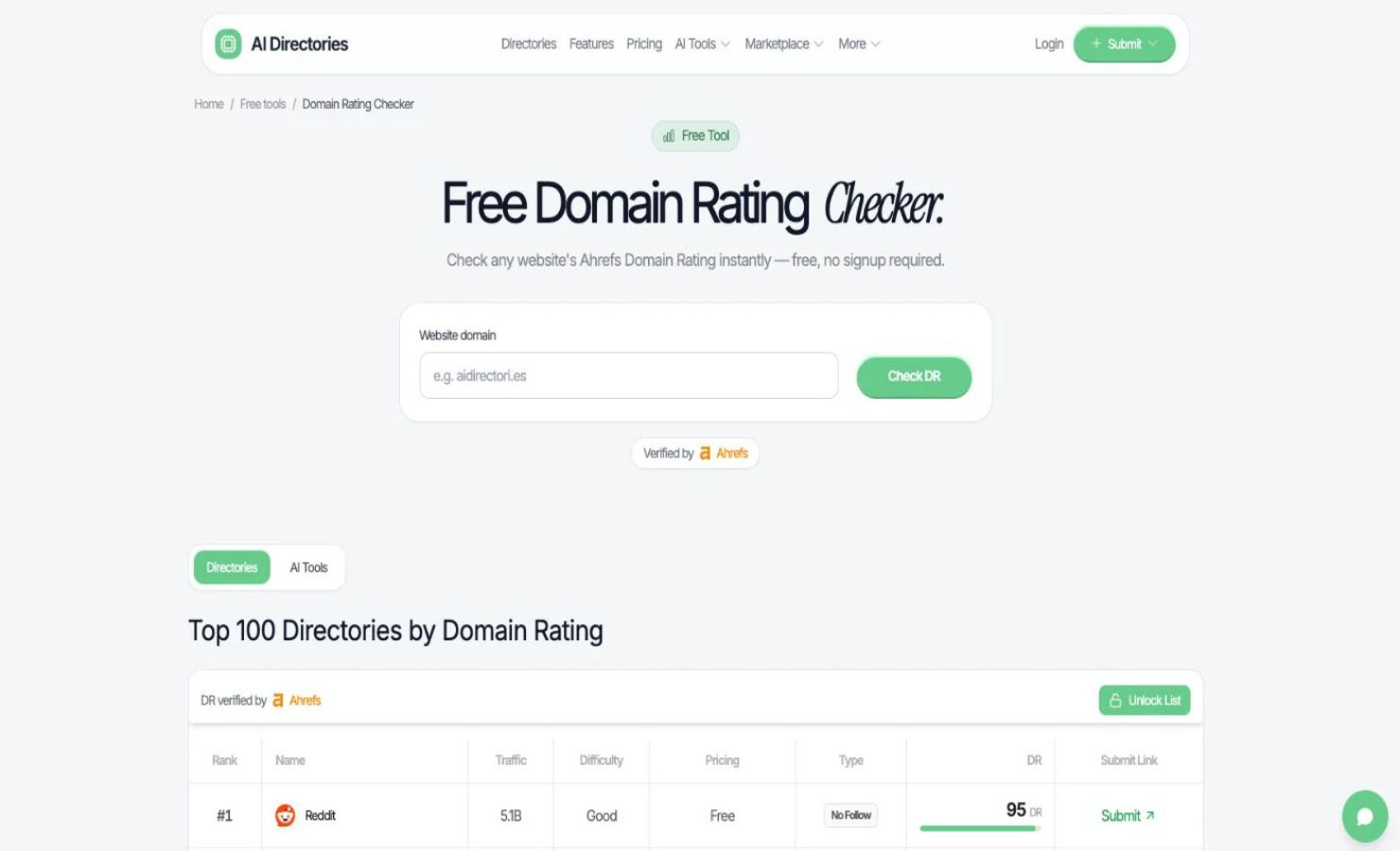 Free Domain Rating Checker