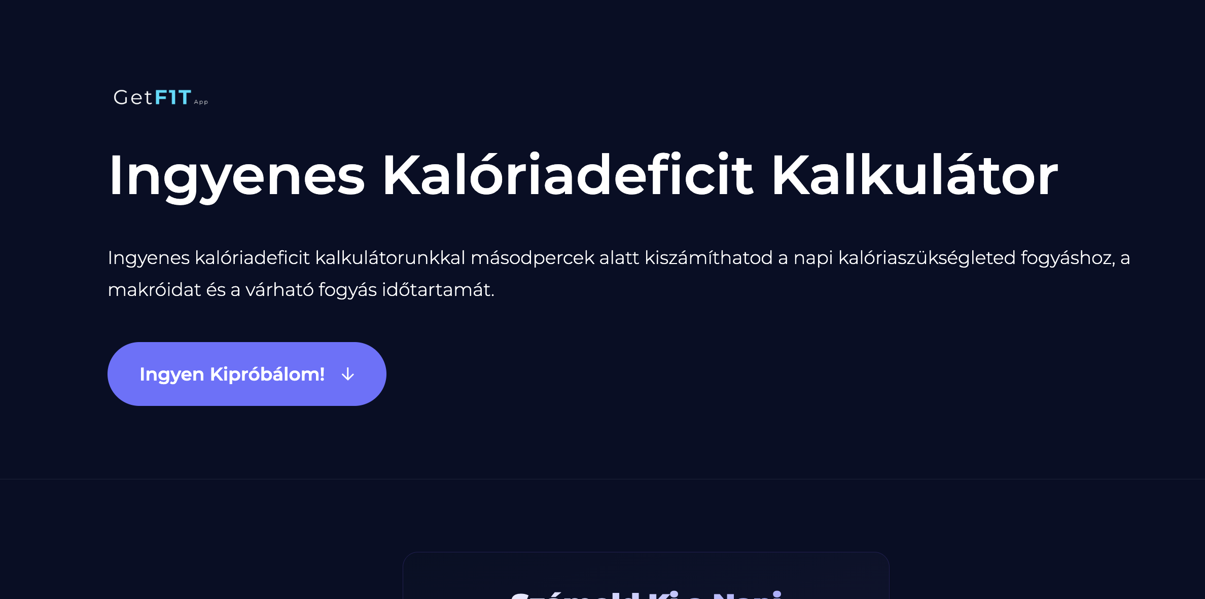 Ingyenes Kalóriadeficit Kalkulátor