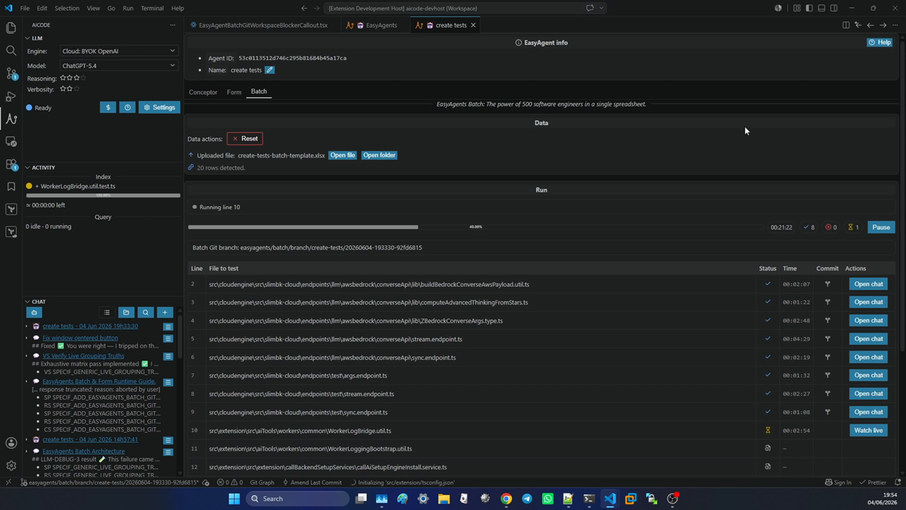 EasyAgents: The power of 500 software engineers in a single spreadsheet