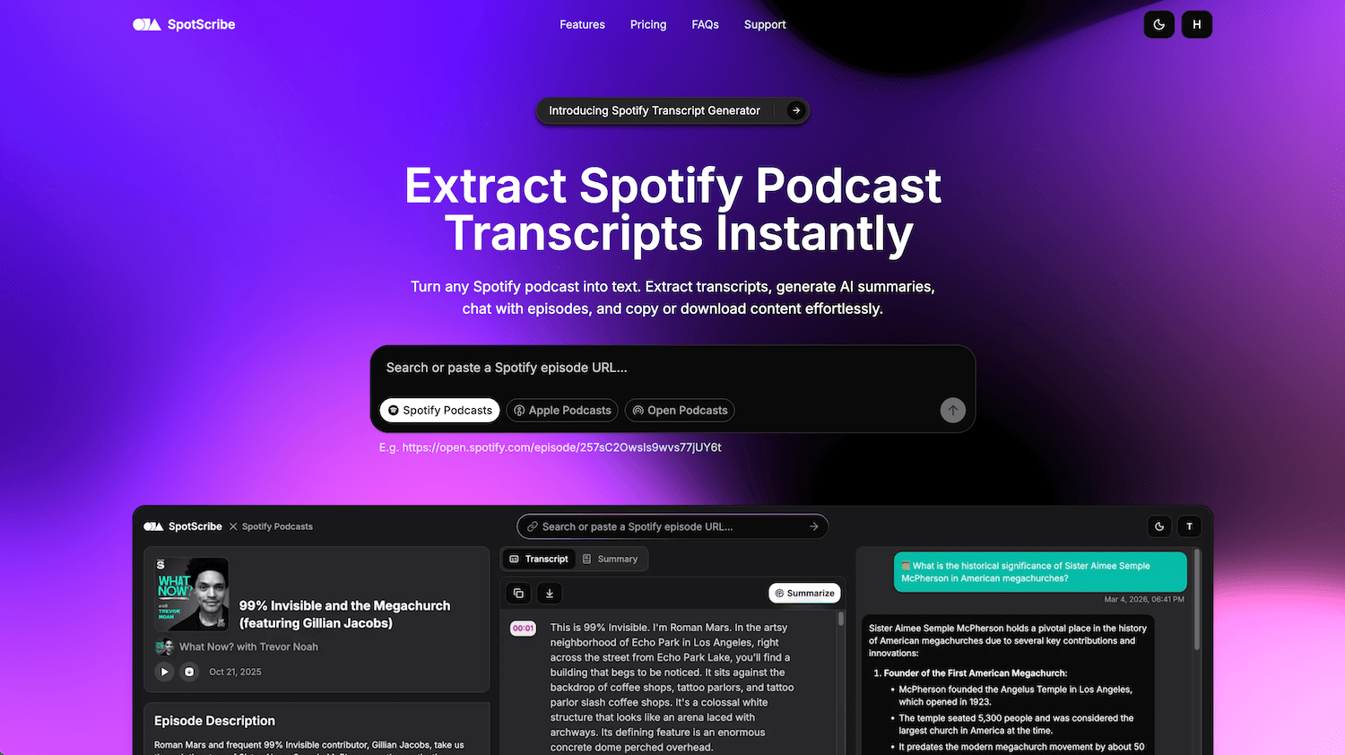 Extract Spotify Podcast Transcripts Instantly