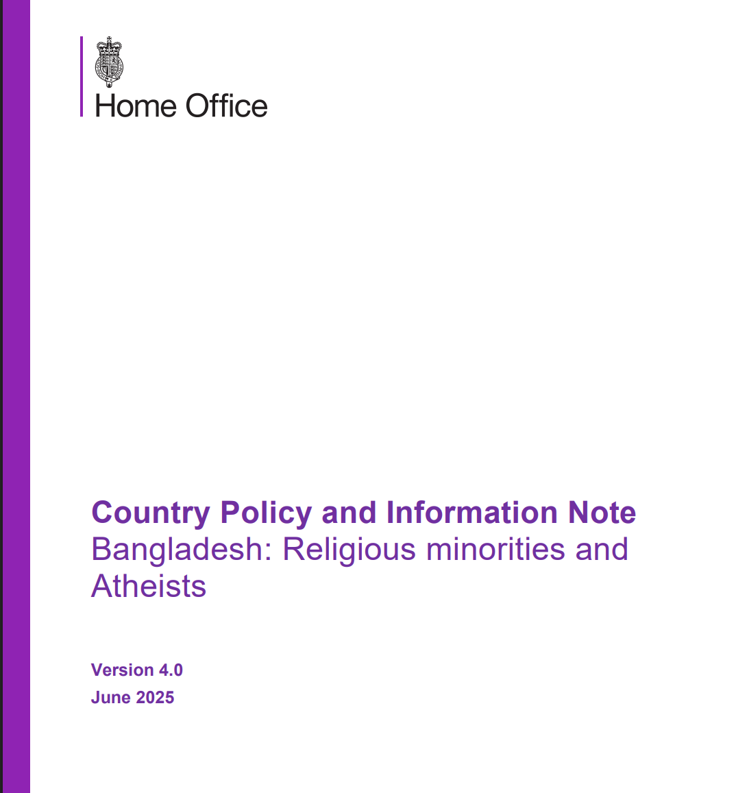 UK Home Office: Country Policy and Information Note Bangladesh - Religious minorities and Atheists