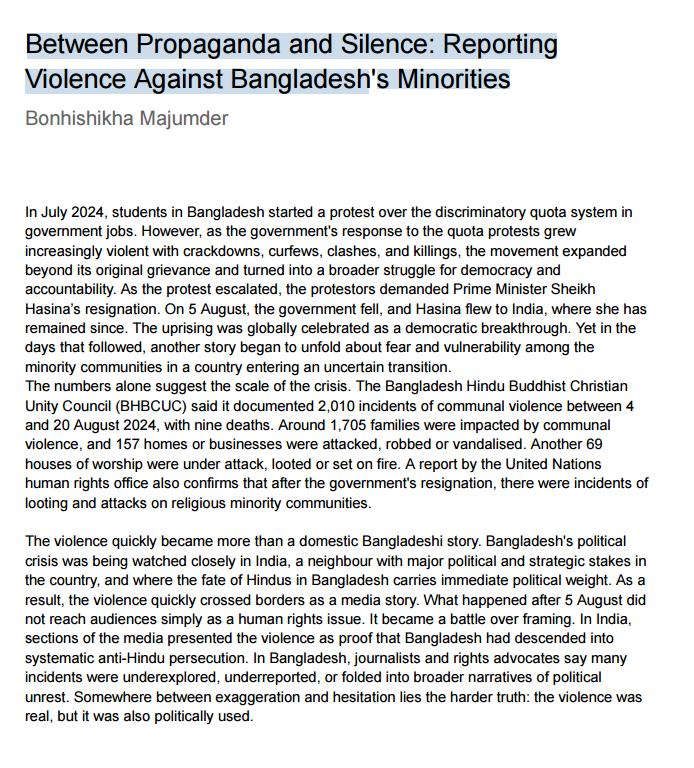 Between Propaganda and Silence: Reporting Violence Against Bangladesh's Minorities
